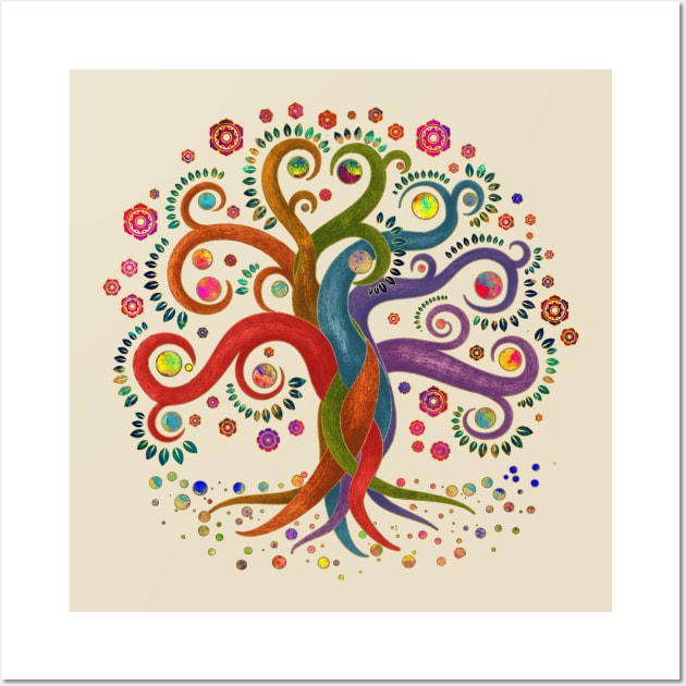 Tree of Life - Yggdrasil - Watercolor swirl Wall Art by Nartissima